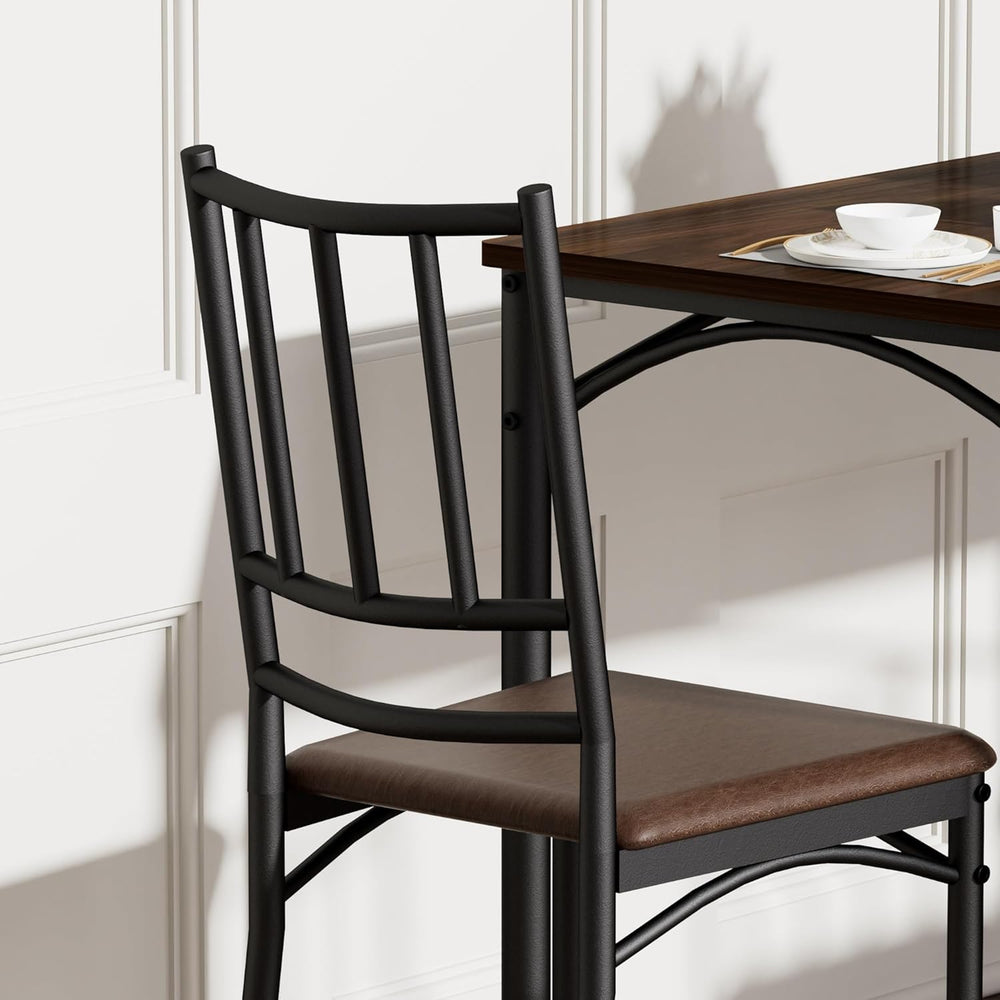 Dining Table Set for 4, Industrial Kitchen Table Set with 4 Upholstered Chair...