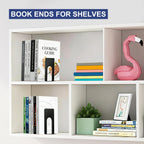 Book Ends for Shelves, 4 Pack Metal Bookends, Compact Book Stopper for Small Books, CDs, Vinyl Records, Desk & Classroom Organizer, 3.9x2.8x5.2 Inch, Gift for Book Lovers