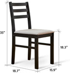Livinia Seattle Modern Farmhouse Kitchen Dining Room Chair Set of 2, Solid Wood Fabric Upholstered Cushion Seat Wood Ladder Back Chairs (Black)