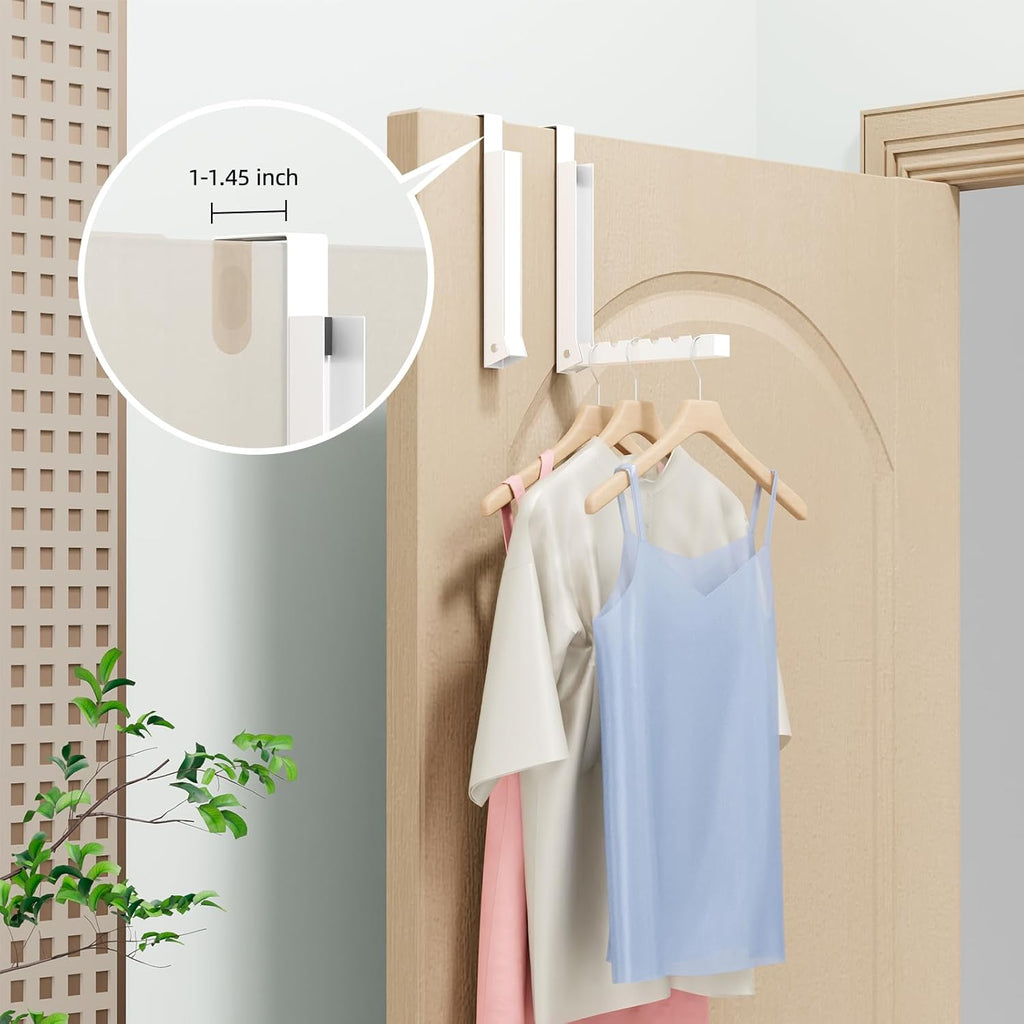 Over The Door Hanger Folding Clothes Drying Rack, Folding Hanging Coat Rack for Indoor Laundry Room Compact Small Space Foldable Portable Clothing Hanger Hook Collapsible- 4 Pack(White)