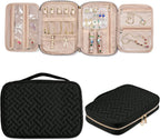 SFYBYHEART Travel Jewelry Organizer Case, Jewelry Travel Bags for Women, Large Capacity Travel Jewelry Case for Tangle-Free Earrings, Necklaces, Rings Storage, Travel Accessories, Black