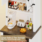 73'' Tall Mini Fridge Cabinet with Storage Hutch, Farmhouse Coffee Bar with Mini Fridge Space, Wine Bar Cabinet for Kitchen, Dining Room, Living Room