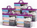 5PACK Clear Zippered Storage Bags for Clothes, 22L Closet Organizers Bag, and Blanket Storage Bags for Bedding, Linen, Blankets, Comforters, Clothing & Toys (Purple)