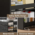 ChooChoo 4-Tier Slim Storage Cart with Handle, 7.87" W Rolling Utility Cart on Universal Wheels, Kitchen Cart Mobile Shelving Organization for Laundry Room, Bathroom & Narrow Places, Black