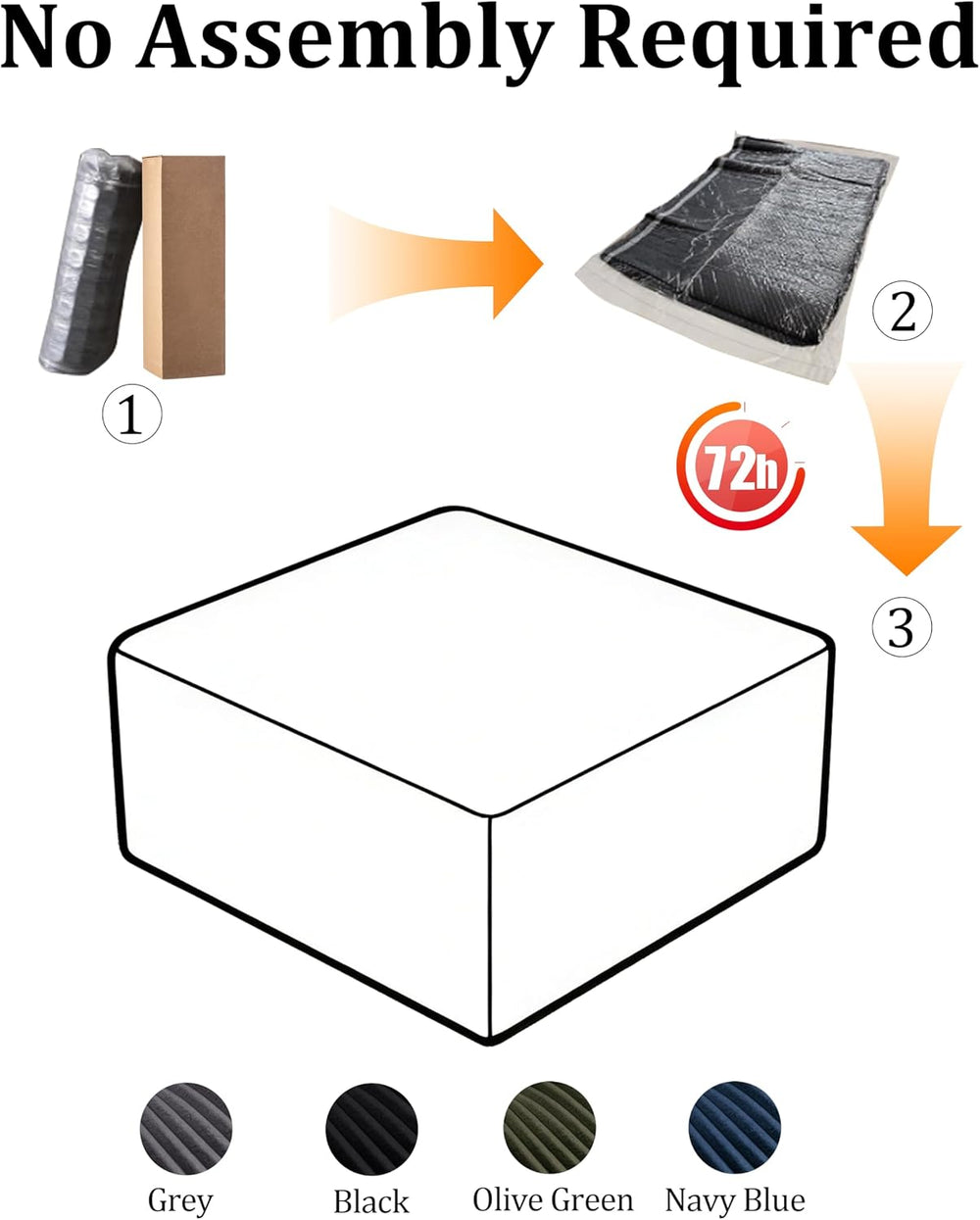 33.5'' Plush Fluffy Corduroy Ottoman for Floor Couch in a Box, Modern...