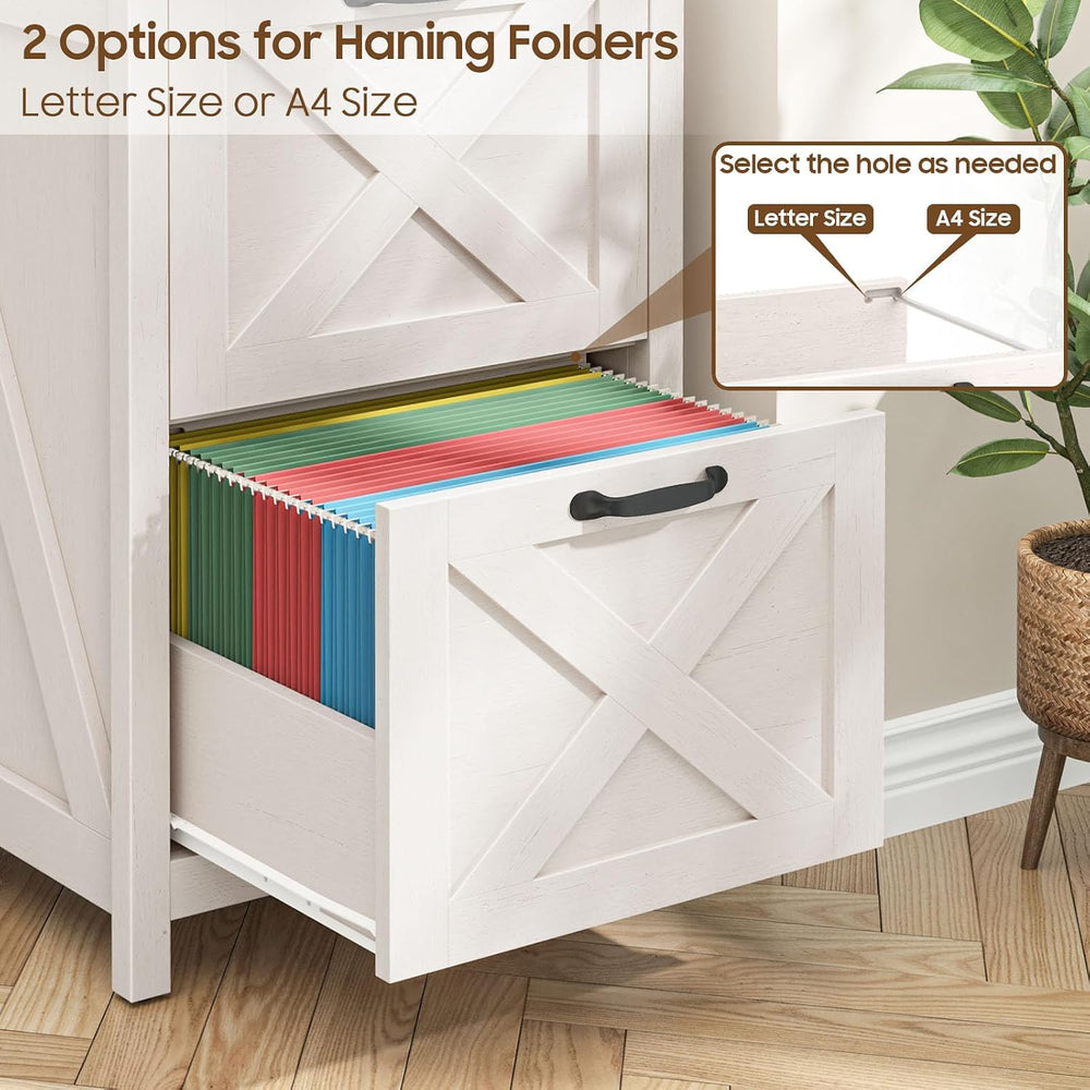 Farmhouse File Cabinet with 2 Drawers for Home Office, White and Brown | Hali...
