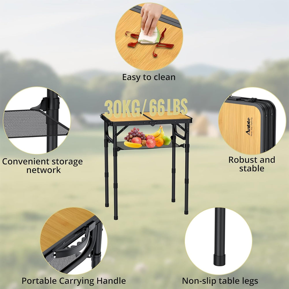 Anbte 2ft Camping Table Foldable, 24" x 16" Small Folding Table Por...