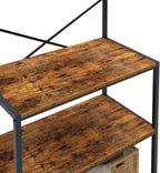 soges Kitchen Baker's Rack, 4-Tier Design, Microwave Stand, Rustic Brown, Utility Organizer, Mesh Bottom Panel, Free Standing with 5 Hooks