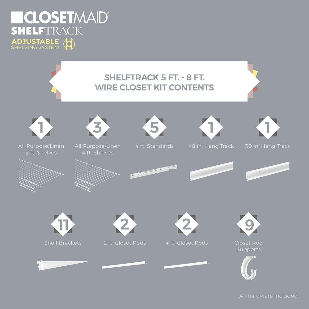 ClosetMaid ShelfTrack Wire Closet Organizer Systems (7-10 ft. & 5-8 ft.)