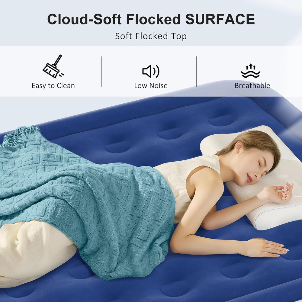 Full Air Mattress with Built in Pump, 18" Raised Inflatable Mattress, Se...