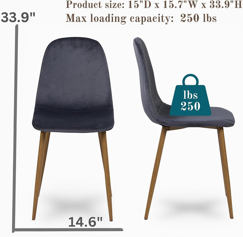 Homy Casa Mid-Century Modern Armless Dining Chairs Set, Upholstered with Velv...