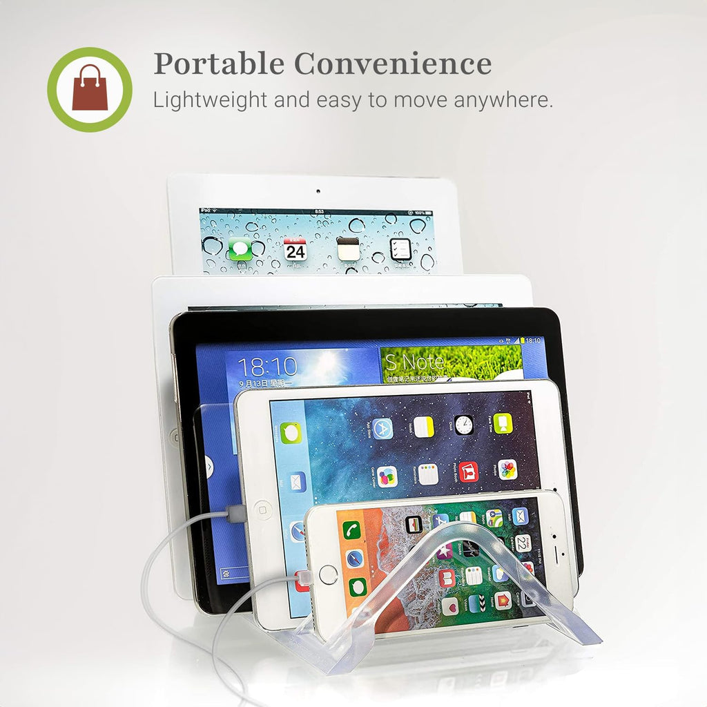 Prosumer's Choice Universal 5 Tablet and Smartphone Charging Organizer Rack Desktop Stand Holder | for Home or Office Supplies | Tablet Divider Stand - Clear
