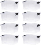 Superio Storage Bins with Lids- 8 Pack, 6.6 Qt Clear Boxes for Organizing, Stackable Plastic Containers- BPA Free, Non-Toxic, Odor Free, Organizer for Home, Office, Dorm