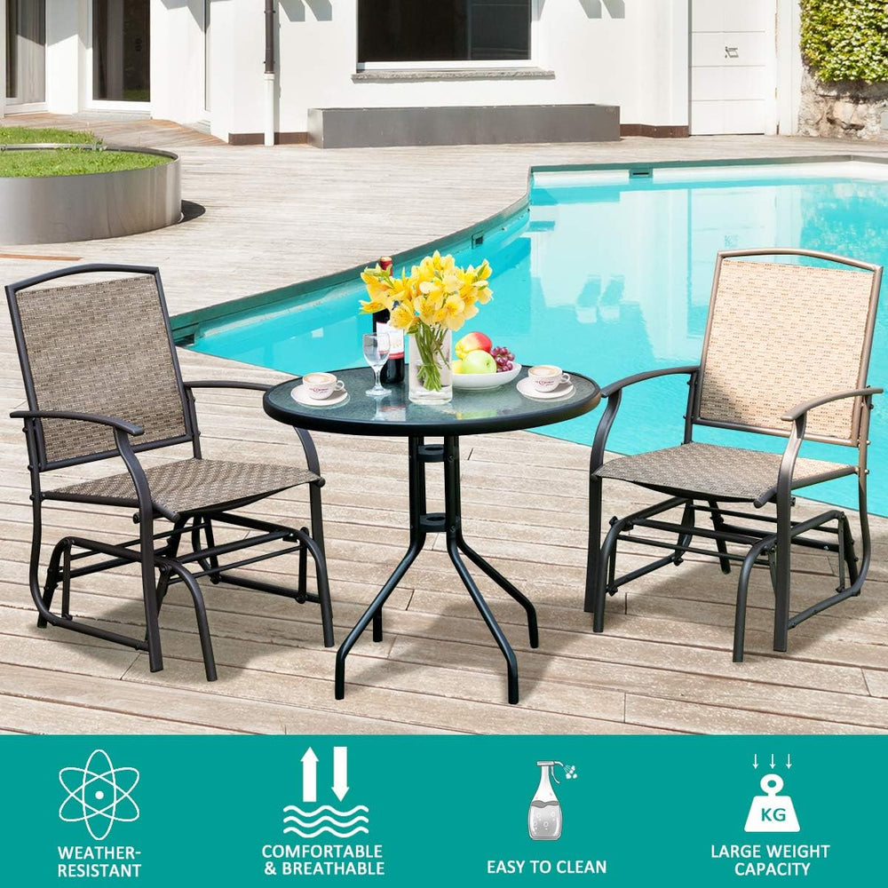 GIANTEX Outdoor Glider Chair W/Sturdy Metal Frame & Breathable Mesh Fabri...