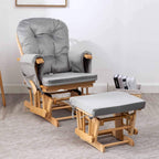 Paddie Glider Rocker Replacement Cushions Velvet with Storage, Rocking Chair Cushion Set with Ties, 5PCS, Light Grey