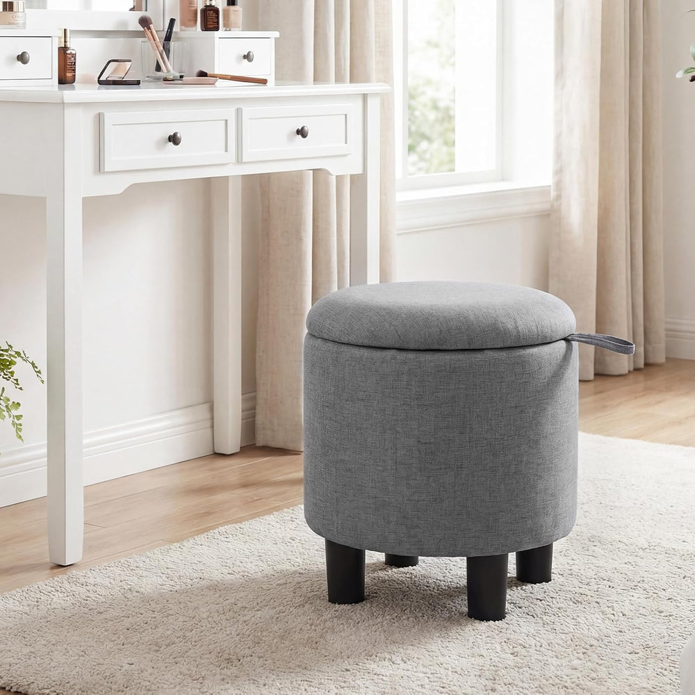 GIANTEX Round Storage Ottoman with Removable Lid & Sturdy Legs, Gray | Li...