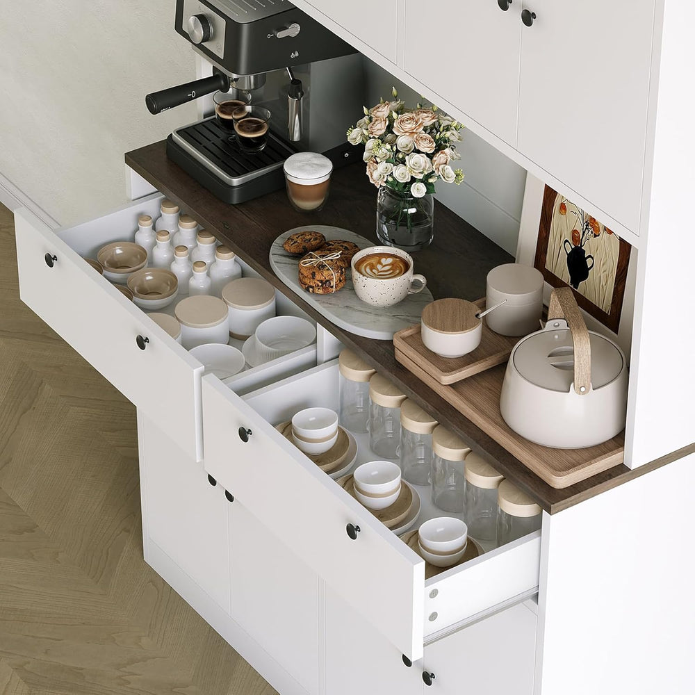 Garvee 71" Tall Kitchen Pantry Storage Cabinet with Charging Station, Fo...