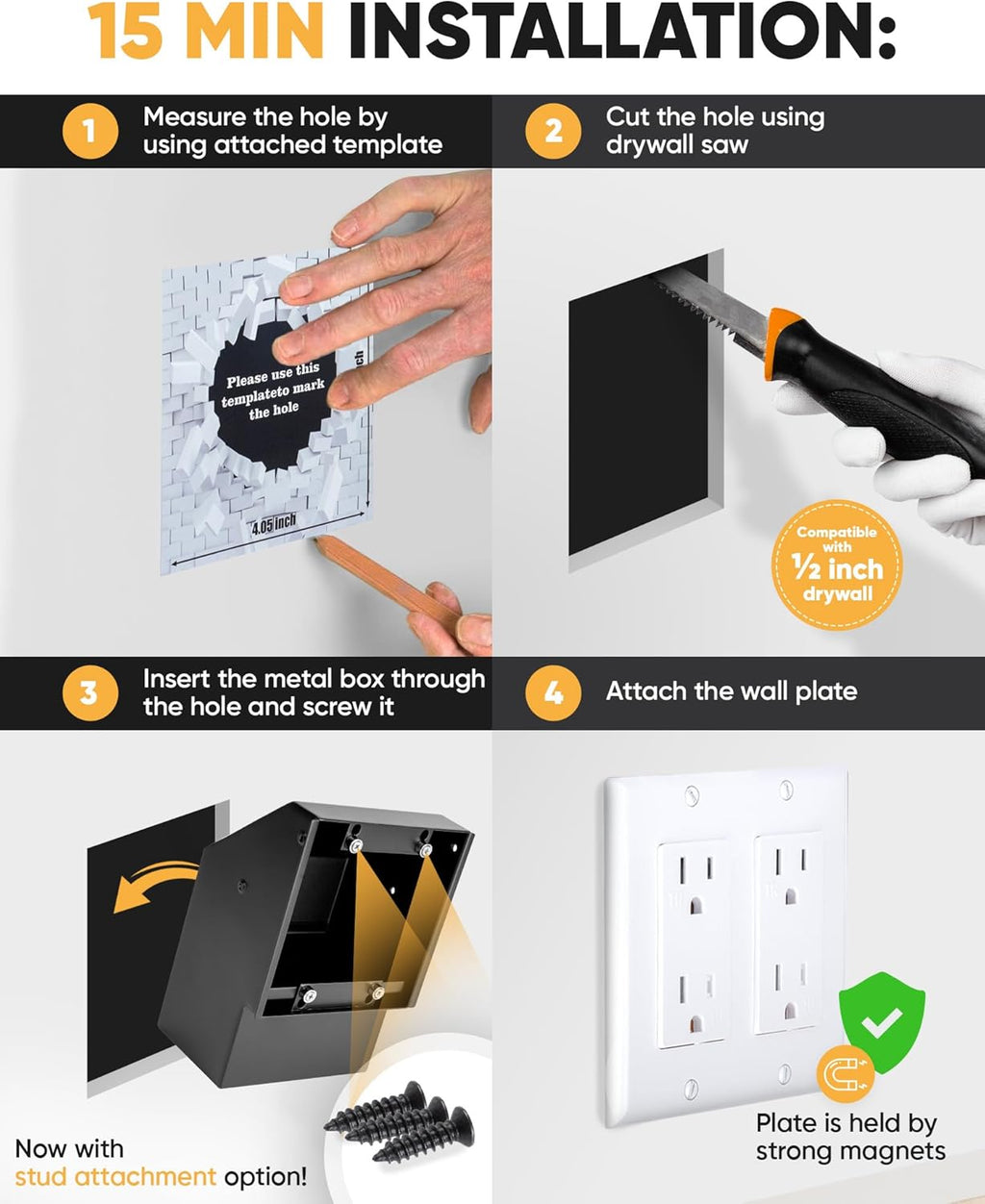 Elder Welder® Electrical Outlet Hidden Wall Safe | 100% Real Wall Plate Included | Easy to Install | Hidden Safe for Money | Wall Safes Between Studs | Secret Storage | Invisible Safe