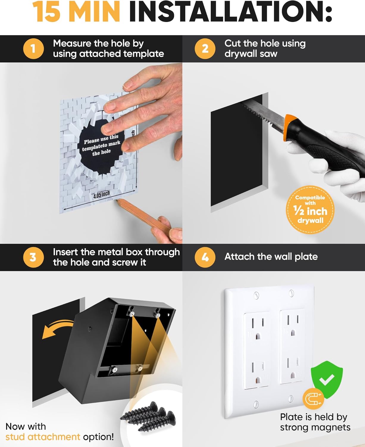Elder Welder® Electrical Outlet Hidden Wall Safe | 100% Real Wall Plate Included | Easy to Install | Hidden Safe for Money | Wall Safes Between Studs | Secret Storage | Invisible Safe
