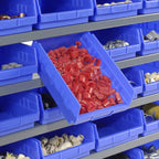 Global Industrial 13 Shelf Steel Shelving with (72) 4" H Plastic Shelf Bins, Blue, 36x12x72