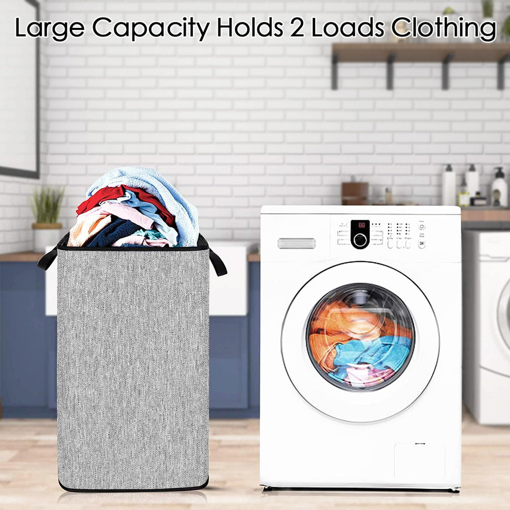 SNIGJAT Large Laundry Hamper, Tall Laundry Hamper with Sturdy Handles, Collapsible Dirty Clothes Basket for Bedroom, Rectangular Sturdy Large Clothes Basket for College, Dorm, Towels, Toys, 80 L