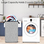 SNIGJAT Large Laundry Hamper, Tall Laundry Hamper with Sturdy Handles, Collapsible Dirty Clothes Basket for Bedroom, Rectangular Sturdy Large Clothes Basket for College, Dorm, Towels, Toys, 80 L