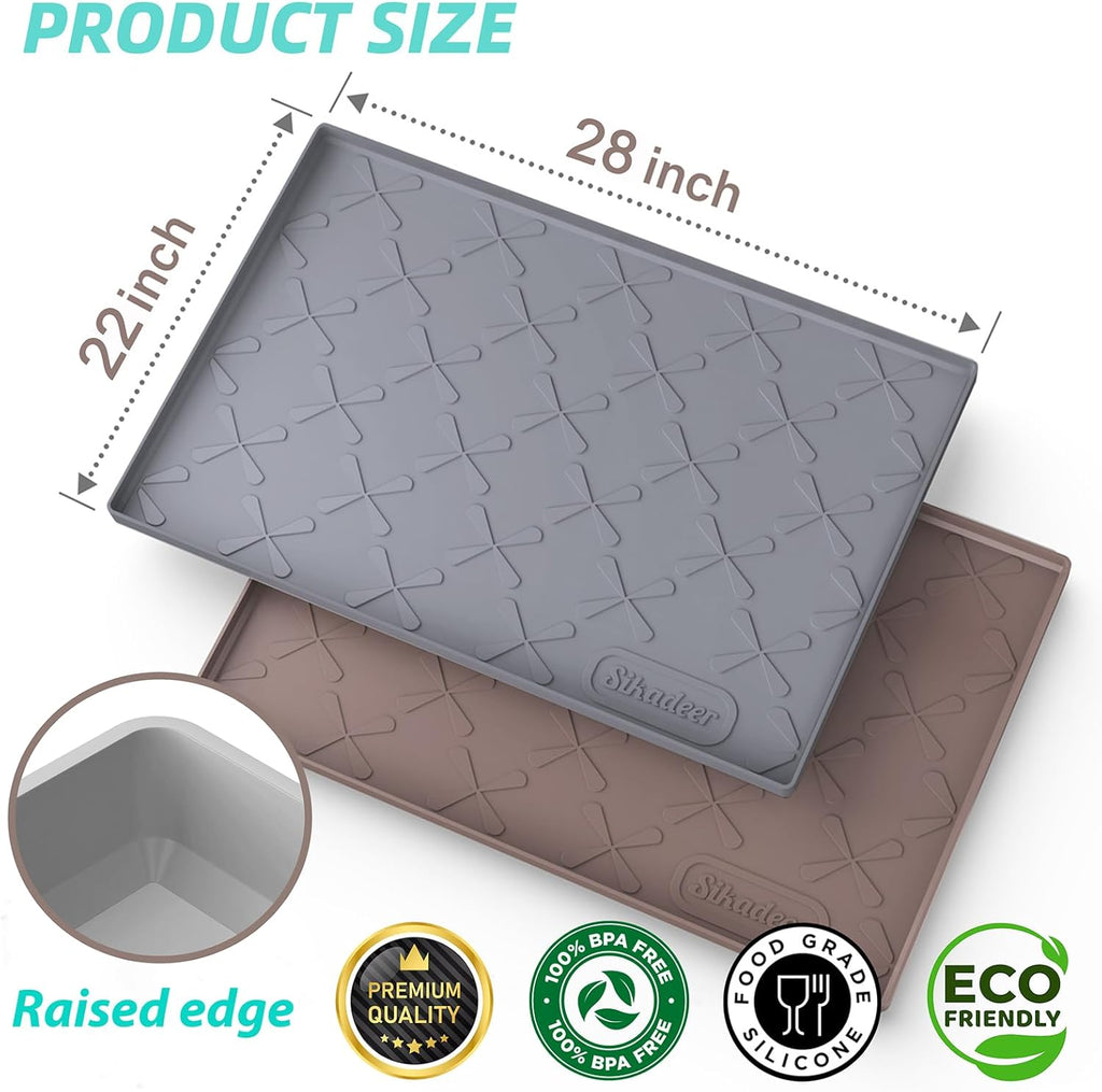 SIKADEER 28" x 22" Under Sink Mat Waterproof, Silicone Mat Kitchen Drawer Shelf and Cabinet Liner, Sink Protector for Kitchen Organizers and Storage, Boot Tray Pet Food Mats