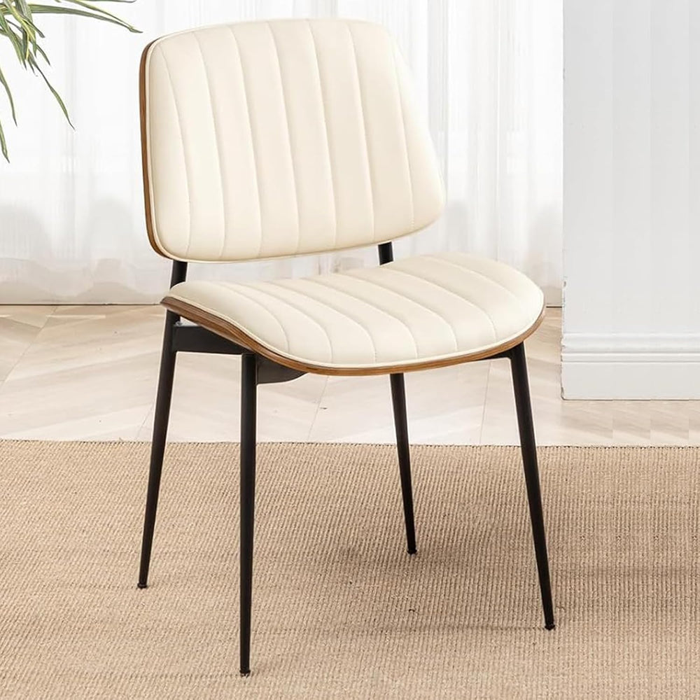 LUNLING Dining Room Chairs Mid Century Modern Retro Beige Faux Leather Chair ...