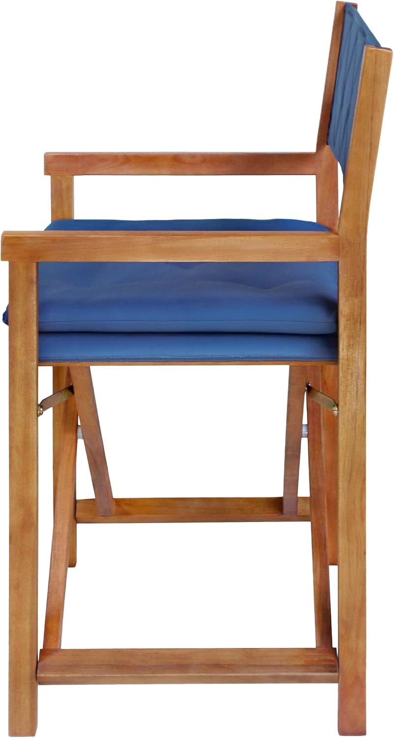 JONATHAN Y Waldo Foldable Acacia Wood Director Chair Set of 2, Blue