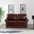 3 Piece Faux Leather Sofa Set,Mid Century Modern Couch and Loveseat Sets with Storage,Comfy Deep Seat Sofa with Nailhead Trim & Rolled Arm for Living Room,Office(Armchair+Loveseat+3 Seater,Burgundy)