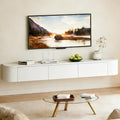 SHGJ&SOFT Floating TV Stand Wall Mounted Media Console with Door Entertainment Centerwith Storage Cabinets, Wall Mounted TV Shelf for Bedroom,Living Room (White, 55.1IN)