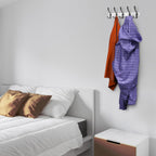 Coat Rack Wall Mount with 5 Tri Hooks, Stainless Steel 16 Inch – White & Black Matte Finish, Heavy Duty Wall Mounted Hook Rack for Coats, Hats, Towels, Scarfs, Robes, Bags, Entryway & Bathroom, 4 Pack