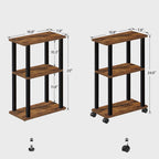 TUTOTAK Small Side Table, Narrow End Table, Bedside Table, Set of 2, Couch Side Table with Wheels for Living Room or Bedroom, Brown TB01BB0612