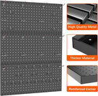 TORACK 3 PCS Metal Pegboard Panels for Wall Garage Utility Tools Storage Pegboard for Workbench, Shop, Modular Peg Board Tool Organizer Boards(Pack of 3, Black)