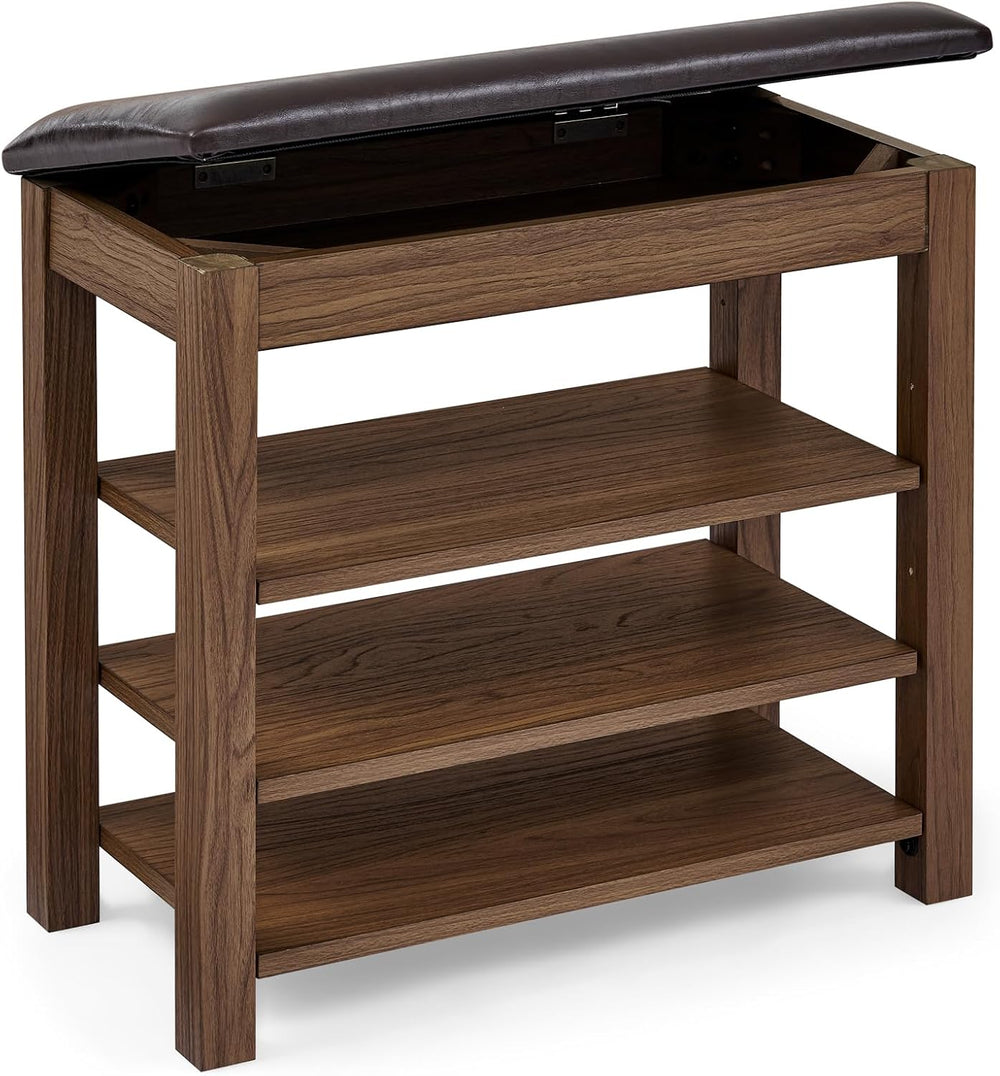 Shoe Storage Bench for Entryway, 24" Lift Top Storage Bench with PU Leat...
