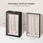 Lolalet Necklace Organizer Box, 2-Layer Jewelry Storage Boxes with Clear Lid for Necklaces, Tangle-Free Necklace Display Case for Women Girls -Black