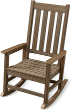 Oversized Outdoor Rocking Chair, Porch Rocker with High Back, Brown | HDPE Patio Rocking Chairs, Weather Resistant & 350lbs Heavy Duty Porch Rocker with High Back for Backyard,Garden and Balcony
