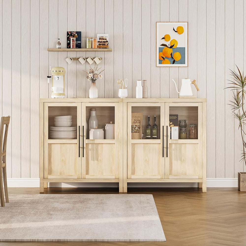 Garvee Large Buffet Cabinet with Storage, Sideboard Buffet Cabinet with Glass...