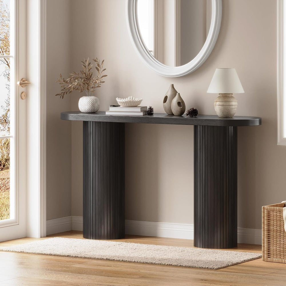 ONBRILL 55 Inch Fluted Entryway Table, Sofa Table Behind The Couch, Long Cons...