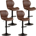 Bar Stools Set of 4, Modern Swivel Counter Height Barstools for Kitchen Island Chairs, Adjustable Fabric Bar Stools with Back for Kitchen Counter Bar, Brown