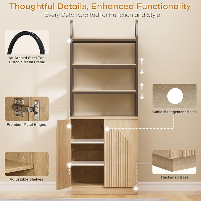 Yechen 165" Modular Entertainment Center with Bookshelves for up to 98", Mid Century Modern TV Stand with Storage, TV Cabinet with Adjustable Shelves, Living Room, Natutral Oak(4 PCS)