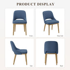 MALOL Wooden Dining Chairs Set of 2, Modern Fabric Upholstered Dining Room Chair, Kitchen Side Chairs, Farmhouse Armless Dinner Chair with Open Back for Kitchen, Blue