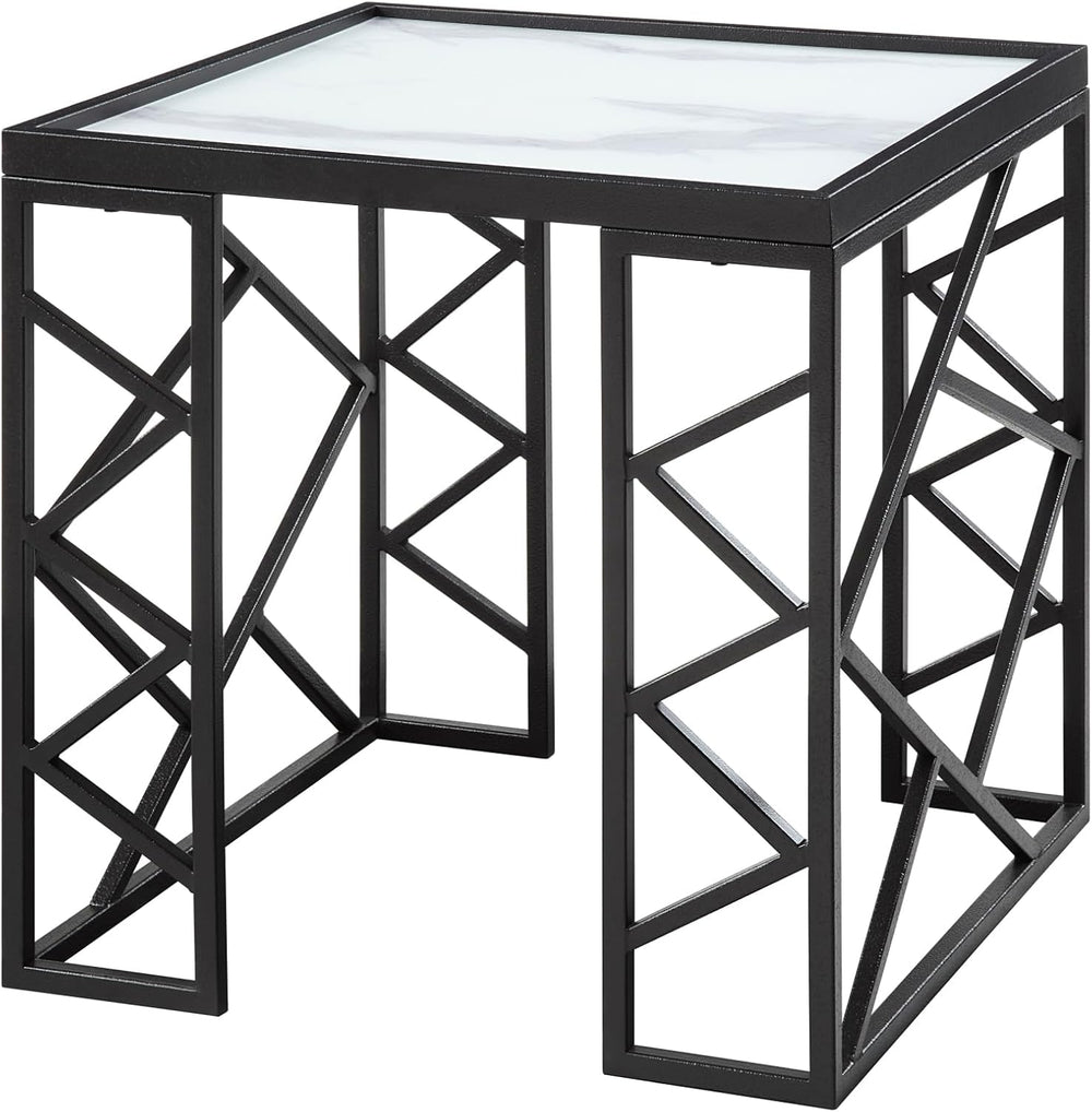 3pc Tables Set with Tempered Glass Top and Black Metal Frame | Includes 3-pie...