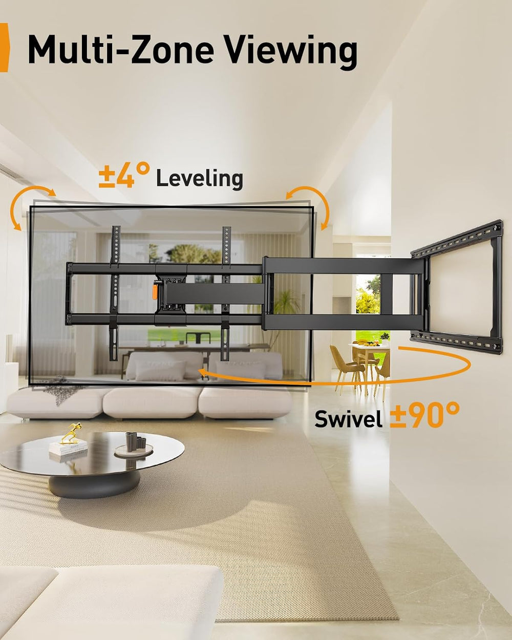 Perlegear Long Arm Full Motion TV Wall Mount for 42–97 Inch TVs up to 150 lbs...
