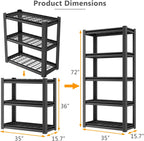 Heavy Duty Storage Shelving Unit (72" H x 35" W x 16" D) | Adjustable 5-Tier Metal Rack, Standing Utility Shelves, Garage, Basement, Pantry, Kitchen, Warehouse, 3000 lbs Capacity