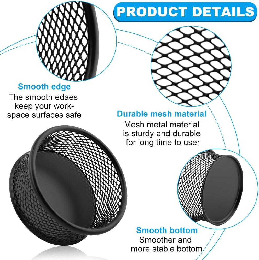 LOQJSS 2PCS Mesh Paper Clip Holder, Stackable PaperClip Organizer for Desk, Mesh Paperclip Dispenser Organizer with Non-Slip EVA Pad,Paperclip Holder for Office Binder Box