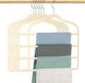 Velvet Hangers Space Saving Non Slip Pant Velvet Hangers, DUDUCOFU 6 Pack Beige Multi Layer Clothes Hangers Closet Organizer for Pants Trousers Scarf