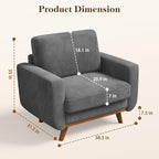 Vesgantti 38.5" Accent Chair Dark Gray, Comfy Corduroy Single Sofa Seat with Spring Cushion, Upholstered Armchair with Deep Seat, Reading Chair for Adults, Modern Sofa for Living Room, Bedroom