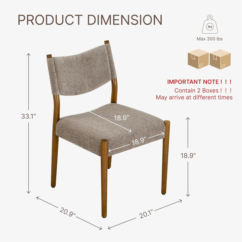 KISLOT Dining Chairs Set of 4, Ergonomic Upholstered Wood Chairs, Brown | Mid...