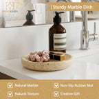 Turkish Natural Marble Ring Dish, Beige Jewelry Tray 5.5 inch, Stone Ring Holder, Travertine Trinket Dish for Room Decor, Earrings, Soap, Gift for Women